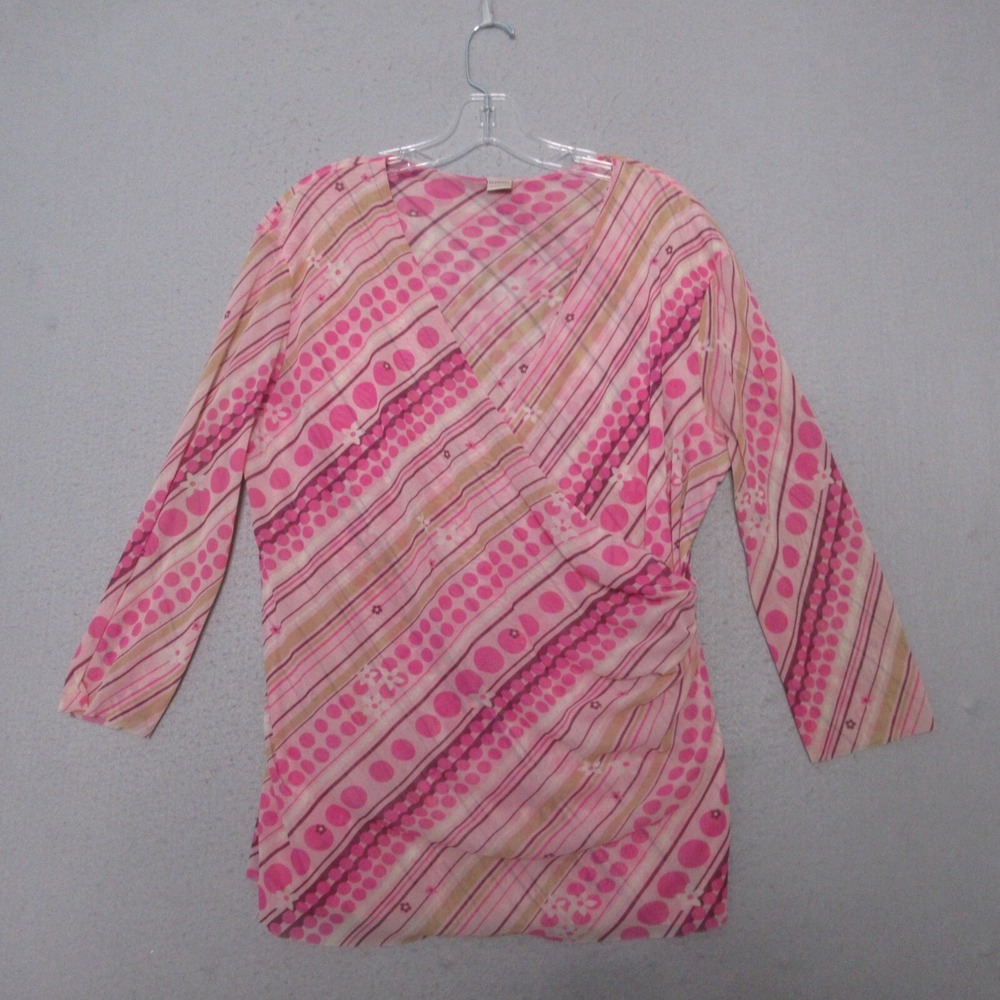 Sweet Pea Staci Frati Top Pink Polka Dot Faux Wrap Y2K 90s Vintage Mesh